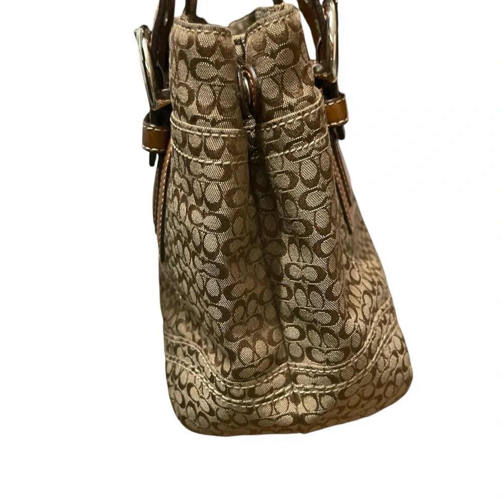 Coach soho signature brown monogram leather shoulder bag